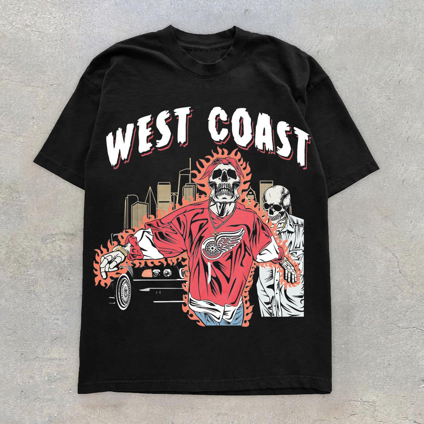 Camiseta de manga corta con estampado de calaveras de moda