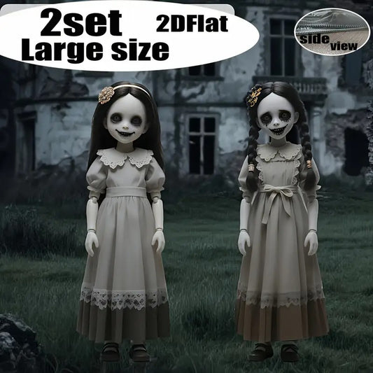 2D Flat 2 Large Scary Dolls Halloween Yard Decoration