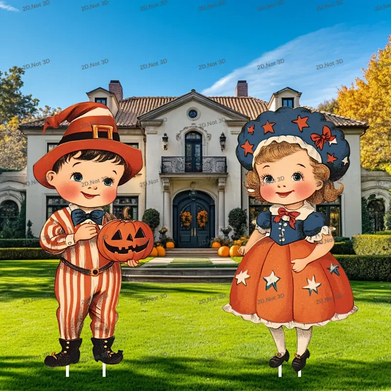 2pcs Large Size Halloween Boys And Girls Halloween Style Courtyard Plastic Signs