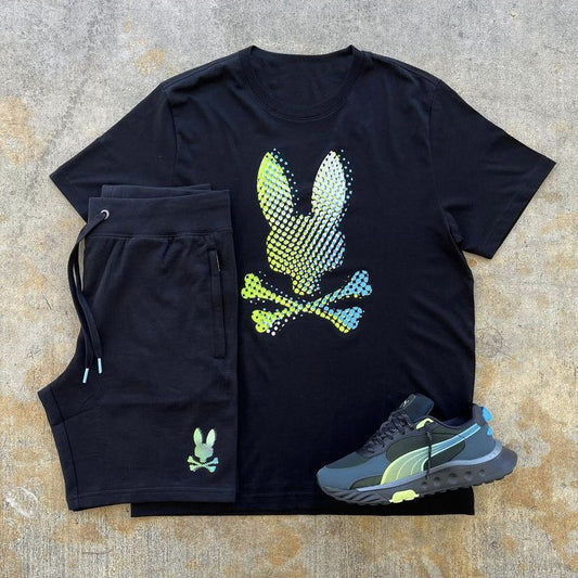Conjunto de camiseta informal de cuello redondo con estampado de conejito