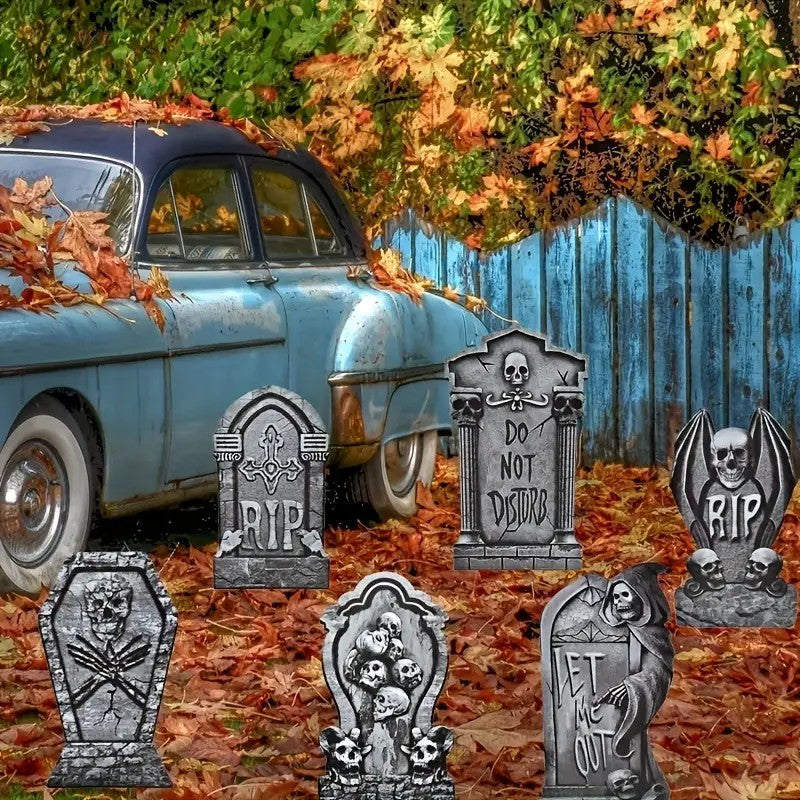 6pcs Halloween Tombstone Yard Signs with Stakes