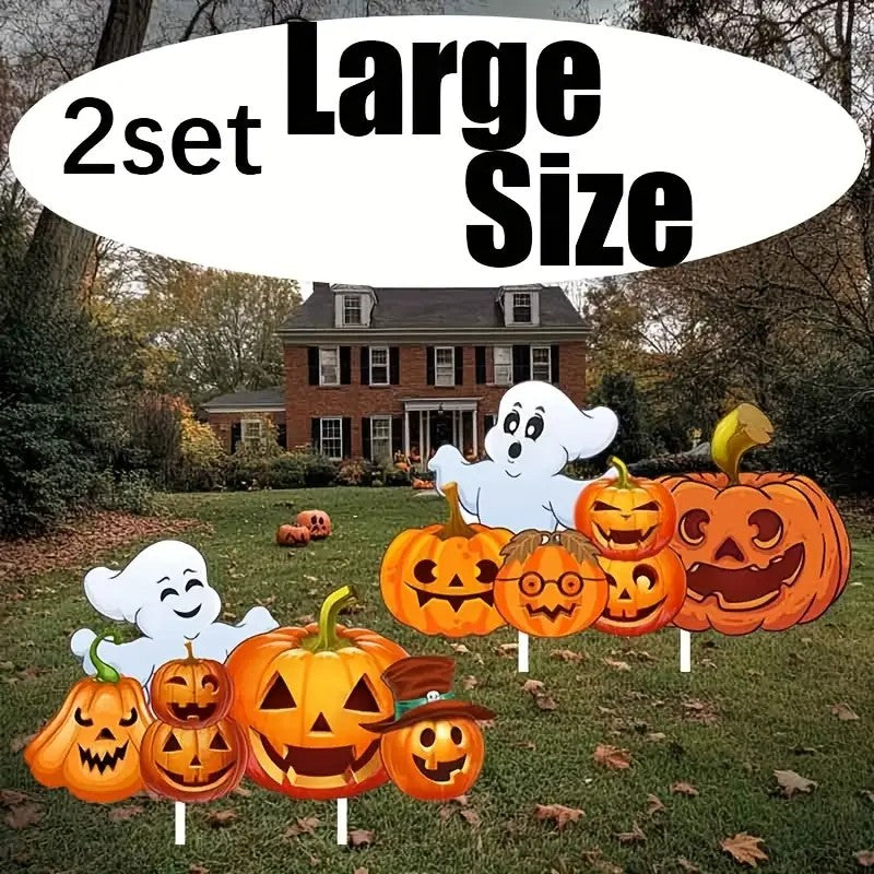 2D Flat 2pcs Set Large Size Halloween Yard Decoration Ground Stakes