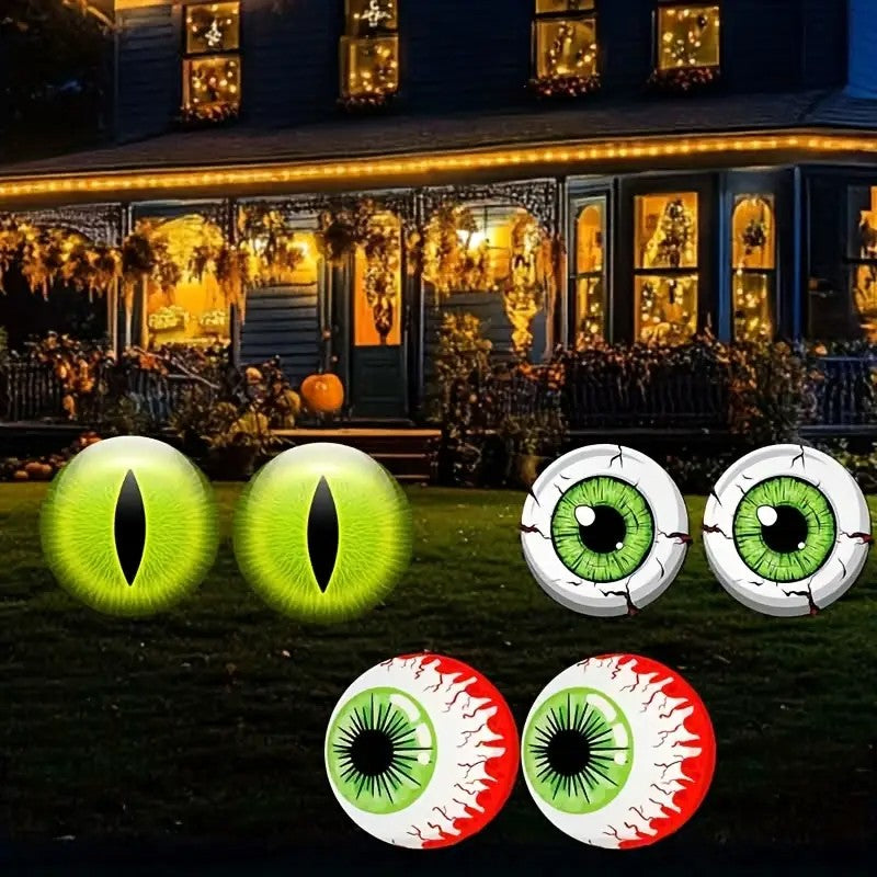 2D Flat 6pcs Set of Halloween Eyeballs with Wooden Stakes
