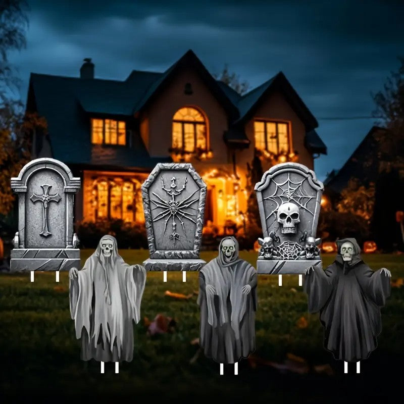 6pcs Halloween Tombstone Set - Garden & Haunted House Decoration for Pile Decorations for Halloween Parties