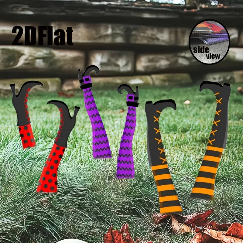 6pcs Halloween Witch Legs Yard Stakes