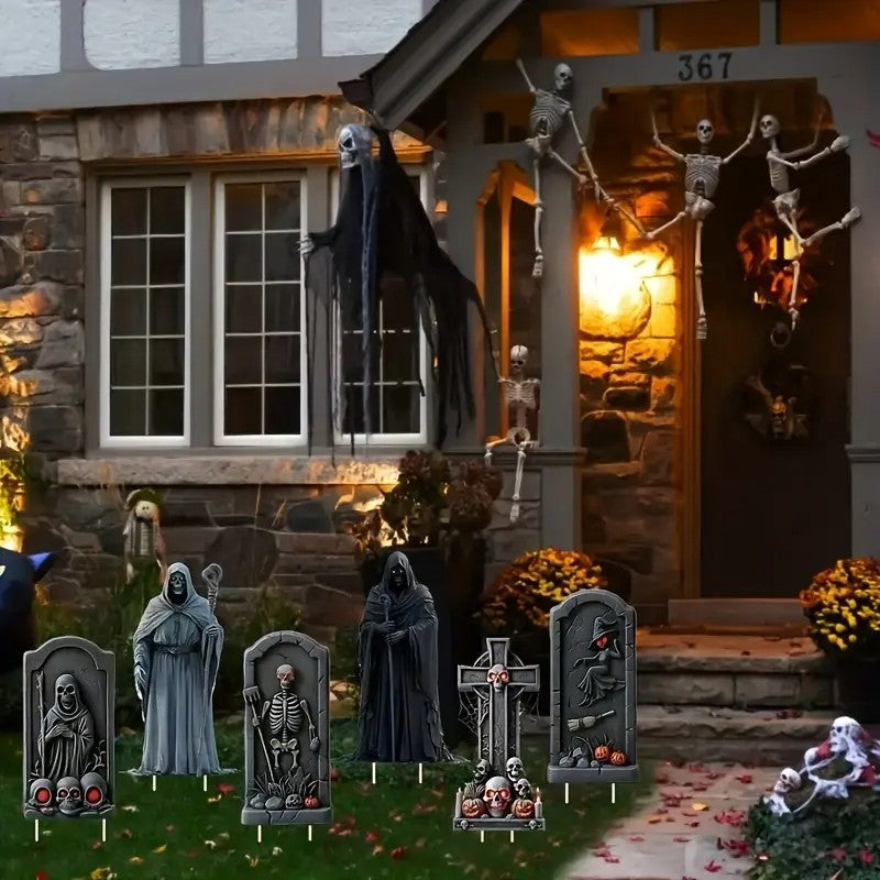 [2D Flat] Vintage Halloween Tombstone Yard Signs