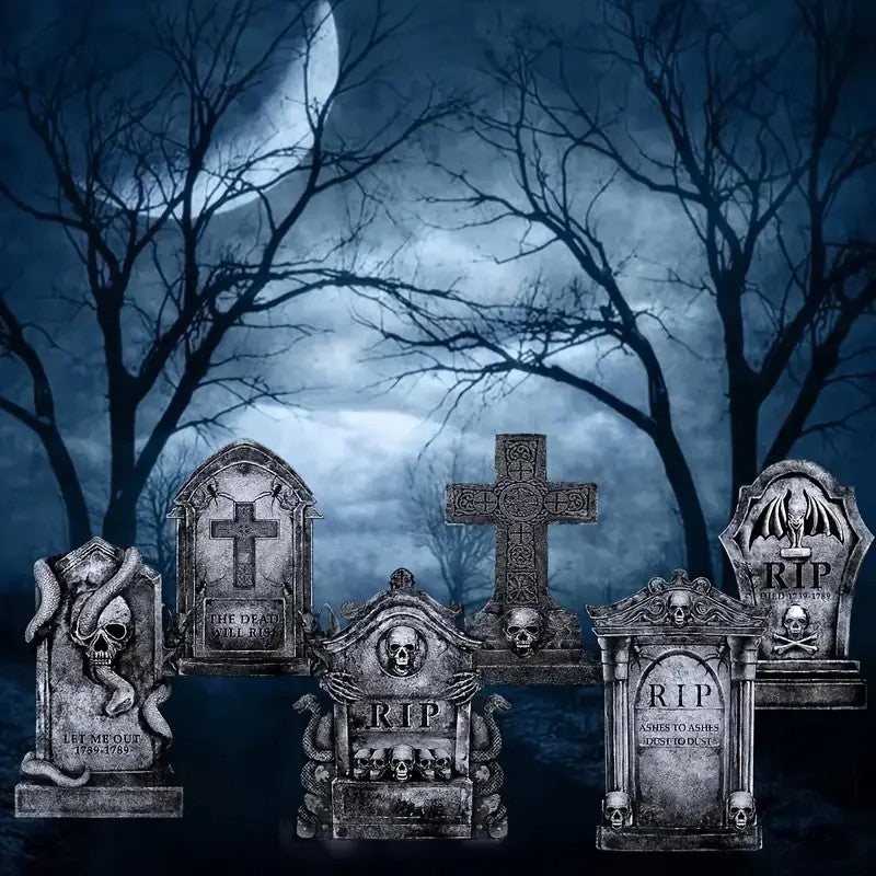 [2D Flat] Vintage Halloween Tombstone Yard Signs