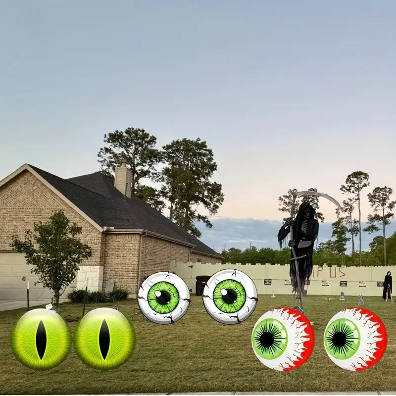 2D Flat 6pcs Set of Halloween Eyeballs with Wooden Stakes
