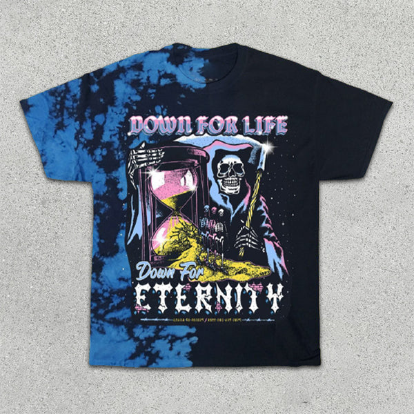 Camiseta de manga corta con estampado gráfico de calavera en degradado