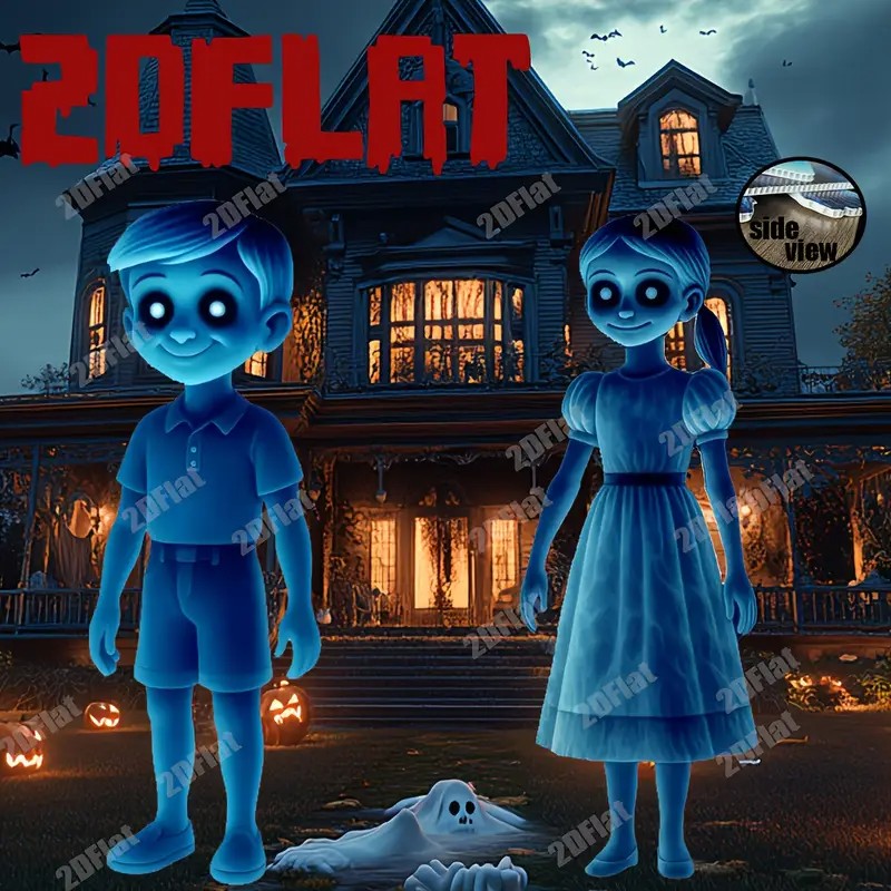 2D Flat 2pcs Halloween Yard Decoration Ground Plug