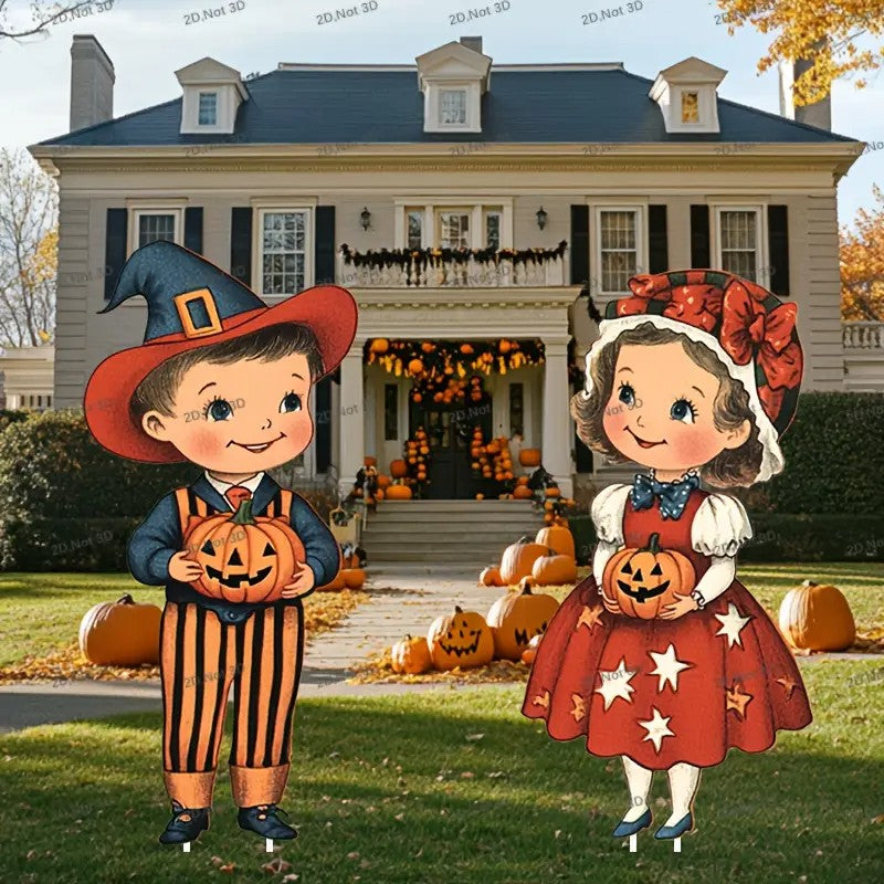2pcs APUNGA Large Halloween Lawn Decorations - Yard Signs with Jack-o'-Lanterns,