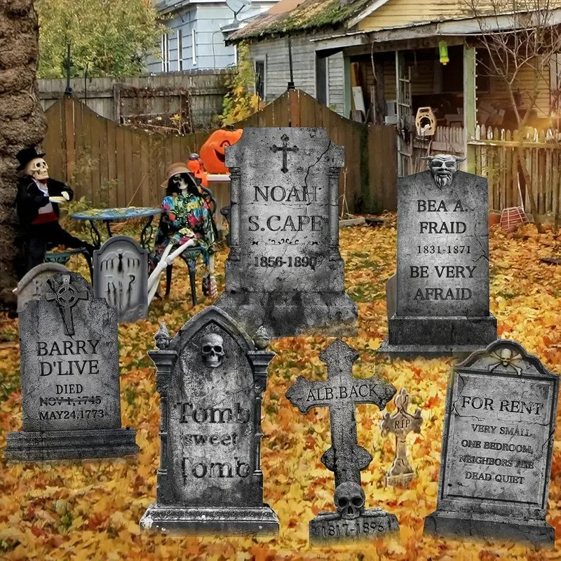 2D Flat Fun Halloween Cemetery Tombstone Props Yard Sign