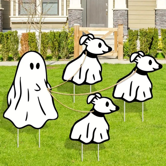 4pcs Halloween Yard Signs with Wooden Stakes