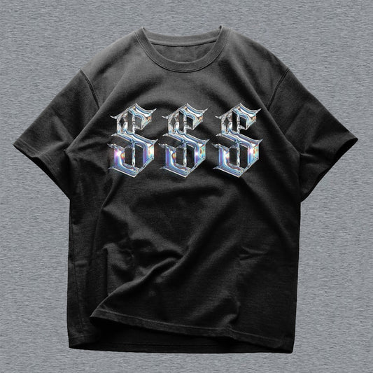 Camiseta informal de manga corta con estampado de signo de dólar