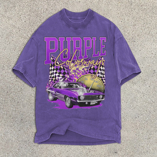 Camiseta de manga corta con estampado gráfico de carreras informales