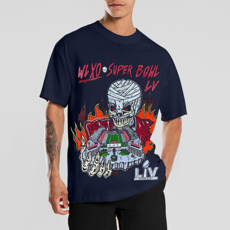 Camiseta de manga corta con estampado de calavera personalizada para hombre