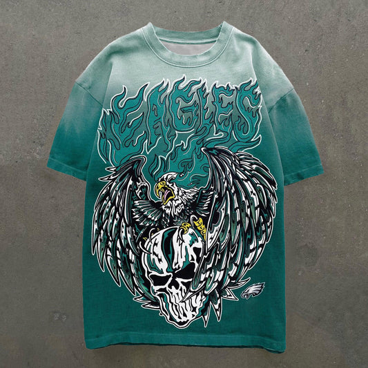 Camiseta informal de manga corta con estampado de águila