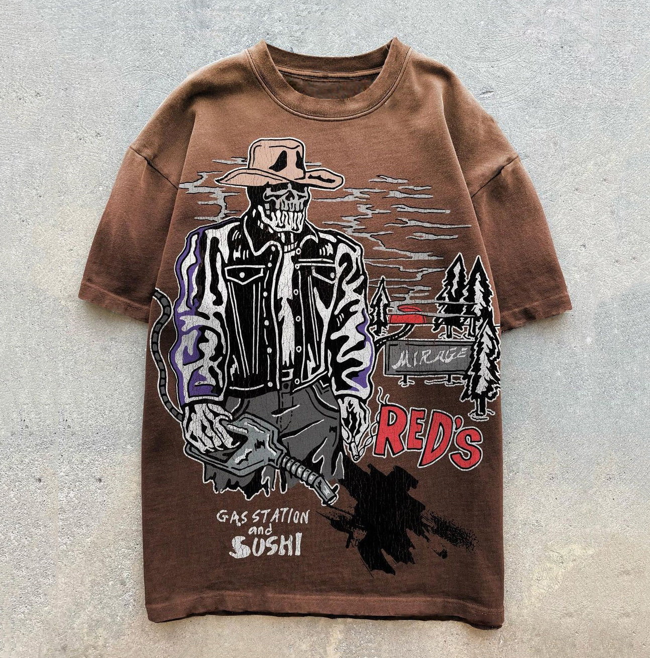 Camiseta informal con estampado de letras y calaveras
