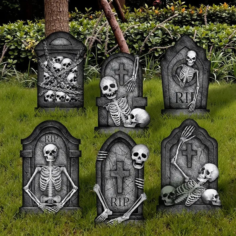 6pcs Halloween Tombstone Yard Signs with Stakes