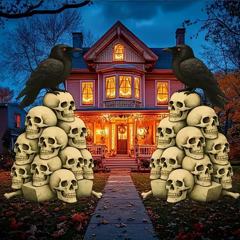 2 Sets Large Halloween Horror Skull Yard Sign with Stake