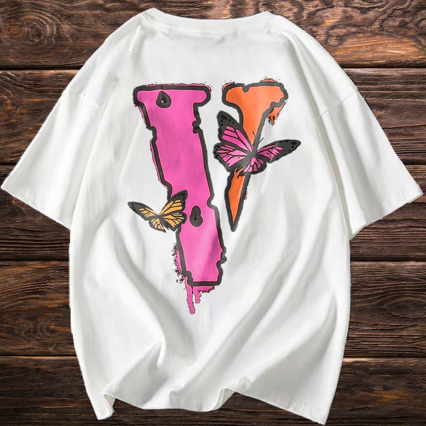 Camiseta de manga corta con estampado de mariposas estilo hip hop