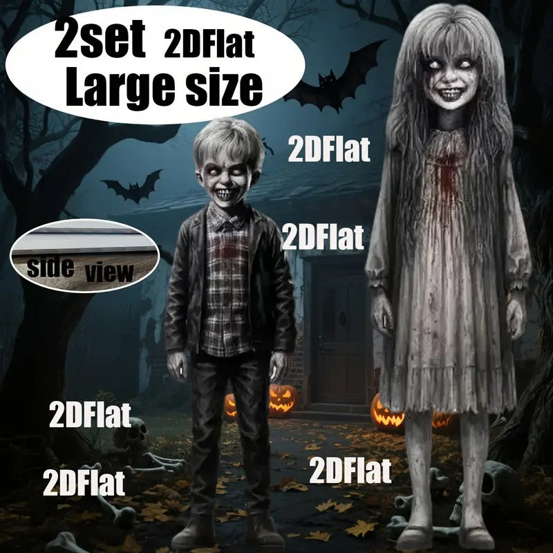 2pcs Halloween Courtyard Decoration Floor Insert, Halloween Horror Theme Decoration Floor Insert