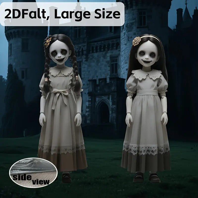 2D Flat 2 Large Scary Dolls Halloween Yard Decoration