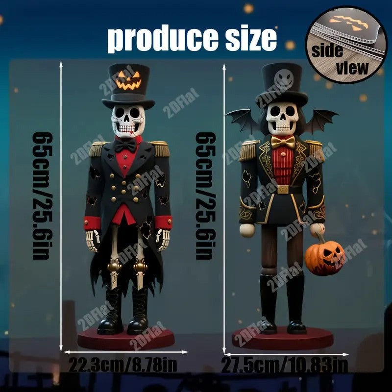 2D Flat 2 Sets of Large Halloween Skeleton Nut Clips with Plastic Stakes