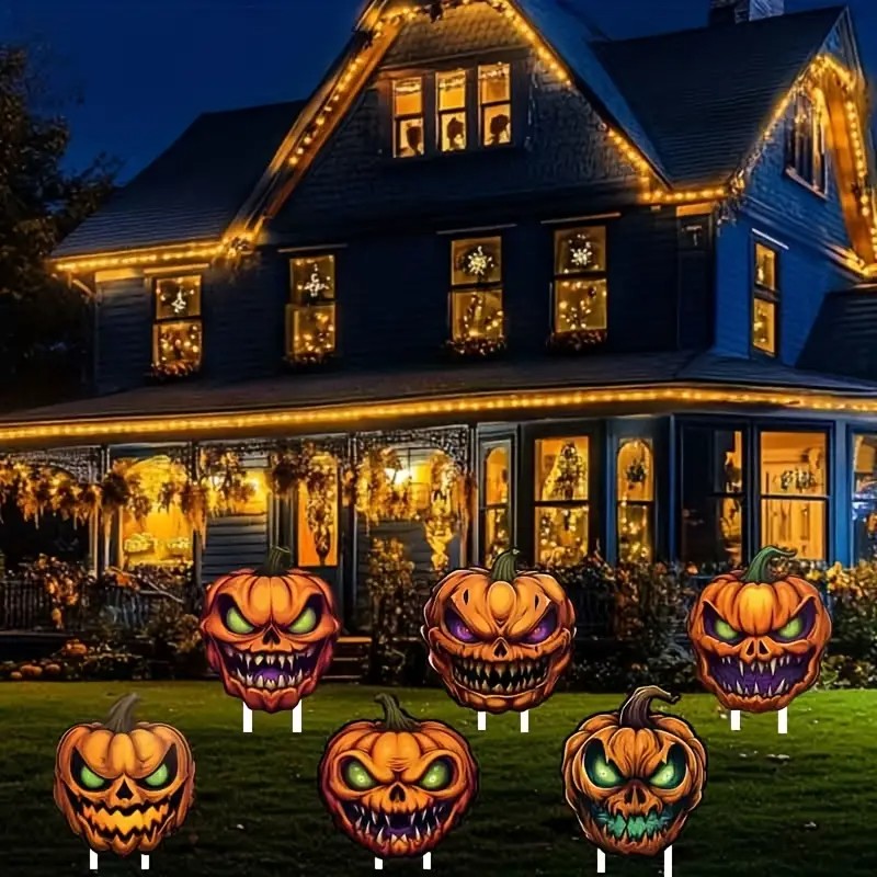 6pcs Halloween Plastic Yard Decorations Set