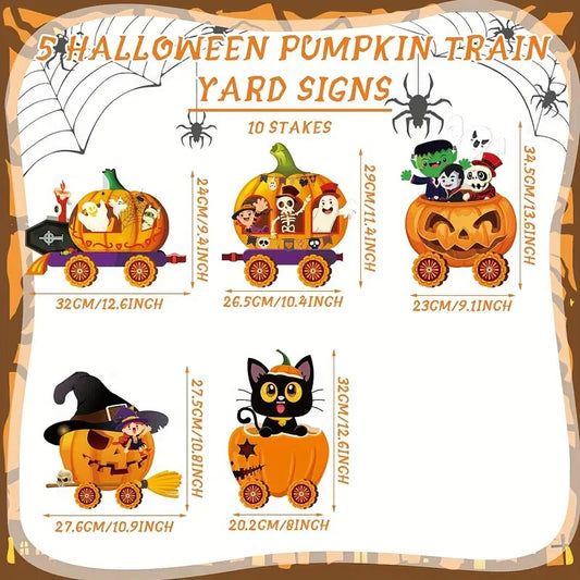 5-Pack APUNGA Halloween Yard Signs with Stakes - Spooky Pumpkin