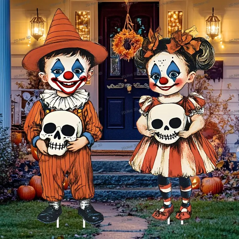 2pcs Large Size Halloween Boys And Girls Halloween Style Courtyard Plastic Signs